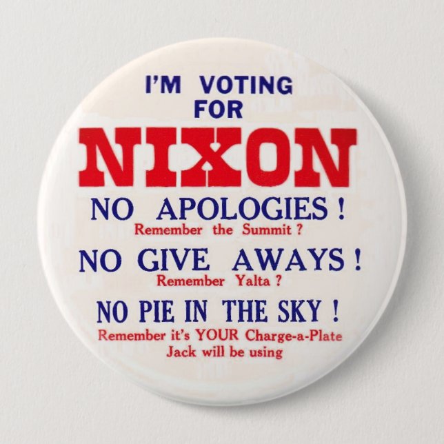 Botón Anti-JFK retro de Nixon (Anverso)