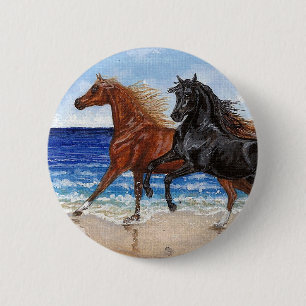 Botón árabe del caballo de la playa del galope