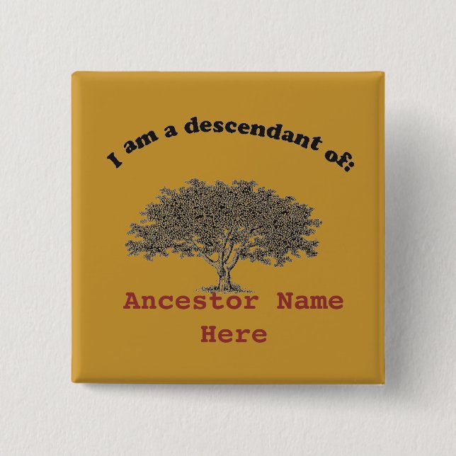 Botón - Árbol de familia y nombre de antecesor (Anverso)