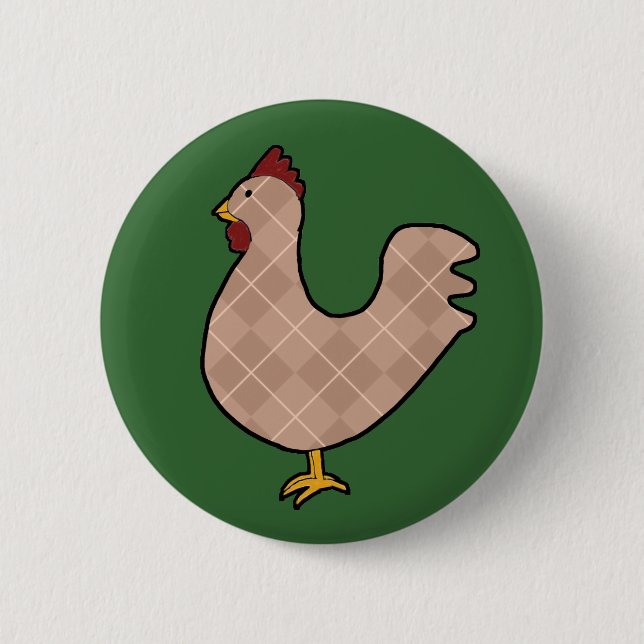 Botón Argyle Folk Art Rooster (Anverso)