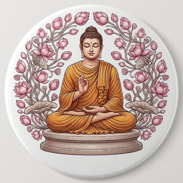 Botón Artístico de Buddha Pacífico con Imán (Anverso)