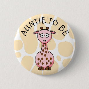 botón Auntie to be Giraffe Baby Shower
