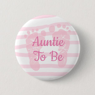 botón Auntie to be Pink Chica Baby Shower