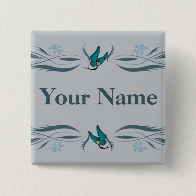 Botón azul con Butterfairies (Anverso)