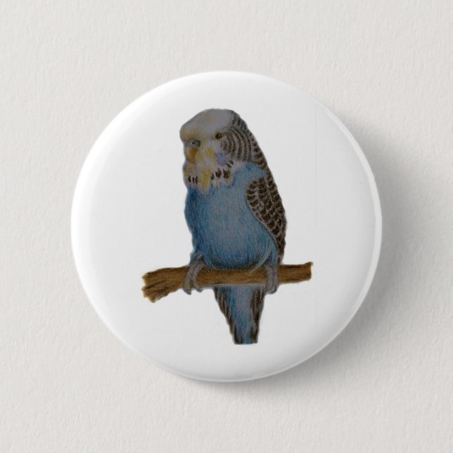 Botón azul del arte del budgie (Anverso)