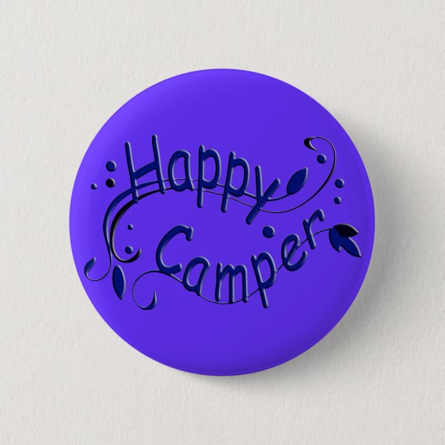 botón azul del feliz camper de camping (Anverso)