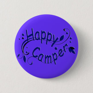botón azul del feliz camper de camping