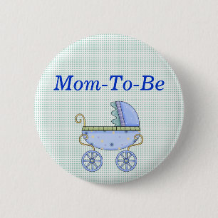 Botón azul del Pin de la mamá de Baby Shower del