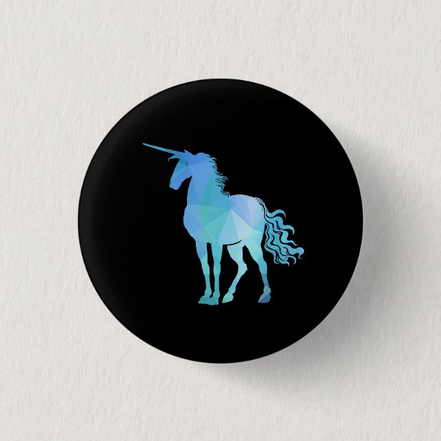 Botón azul del unicornio del polígono (Anverso)