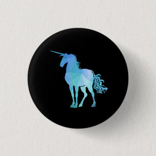 Botón azul del unicornio del polígono