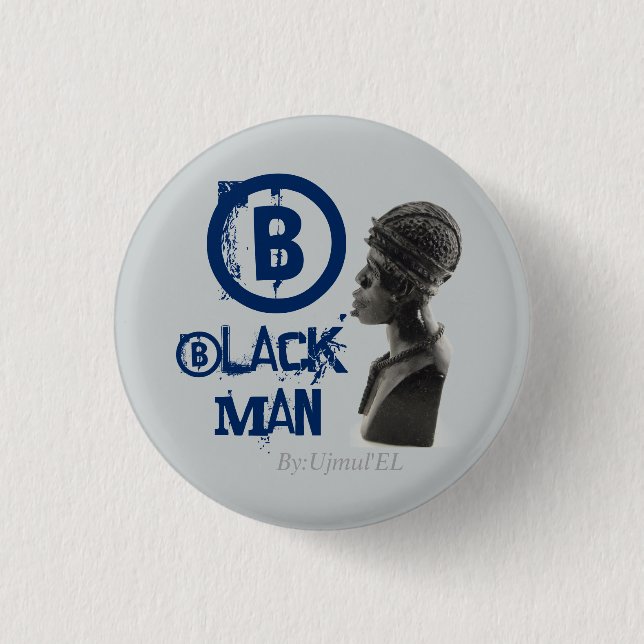 Botón azul/gris del hombre negro (Anverso)
