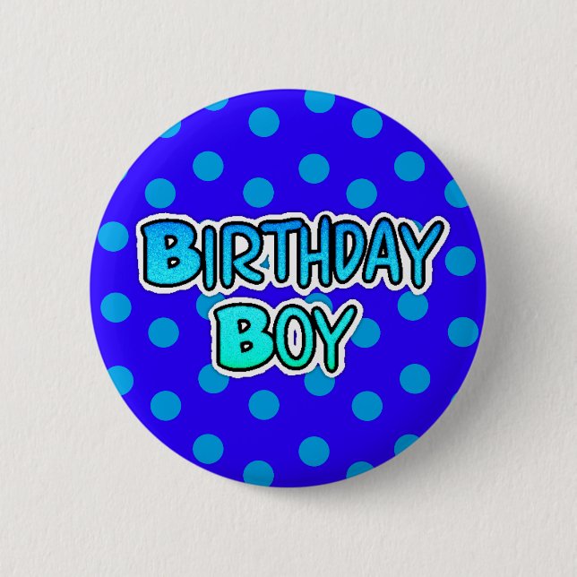 botón Azul y negro del niño de cumpleaños (Anverso)
