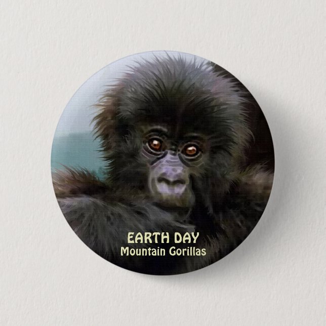 botón Baby Mountain Gorilla EARTH DAY (Anverso)