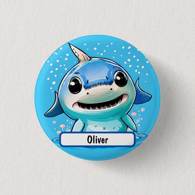 Botón Baby Shark Con Nombre Personalizado (Anverso)