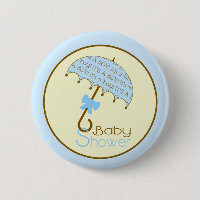 Botón Baby Shower azul - Paraguas