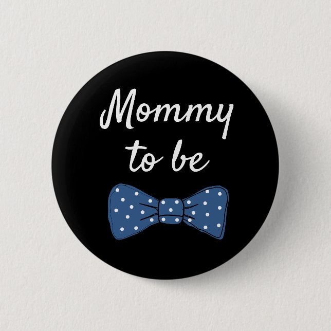 Botón Baby Shower Blue Mommy to be Bow Tie (Anverso)