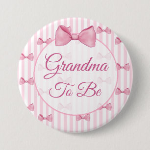 botón Baby Shower Bow rosado para la abuela