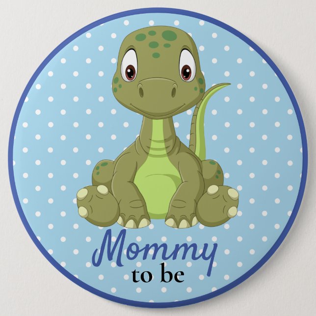 Botón Baby Shower de Baby Dinosaur Mommy T rex (Anverso)