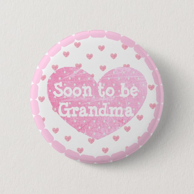 botón Baby Shower de huellas rosas para la abuela (Anverso)