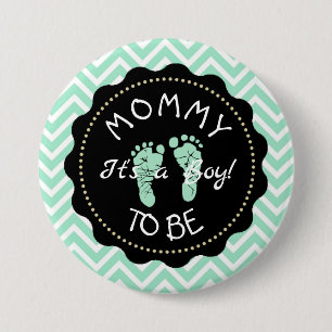 Botón Baby Shower de Mamá para ser Sabio Verde Che