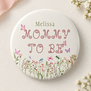Botón Baby Shower De Mommy To Be Wildflower Chica