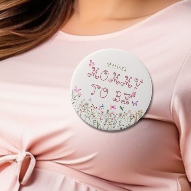 Botón Baby Shower De Mommy To Be Wildflower Chica (Subido por el creador)