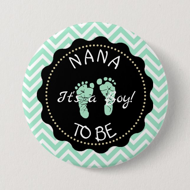 botón Baby Shower de Nana to be Sage Green Chevron (Anverso)