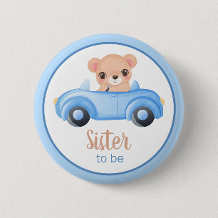 botón Baby Shower De Sister To Be Bear Boy