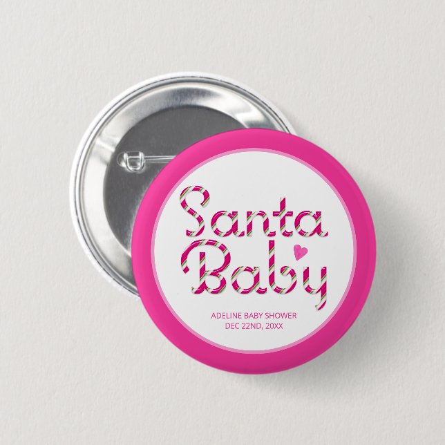 botón Baby Shower de vacaciones rosadas para bebé (Anverso y reverso)