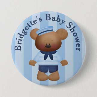 Botón Baby Shower del oso de marinero personalizad