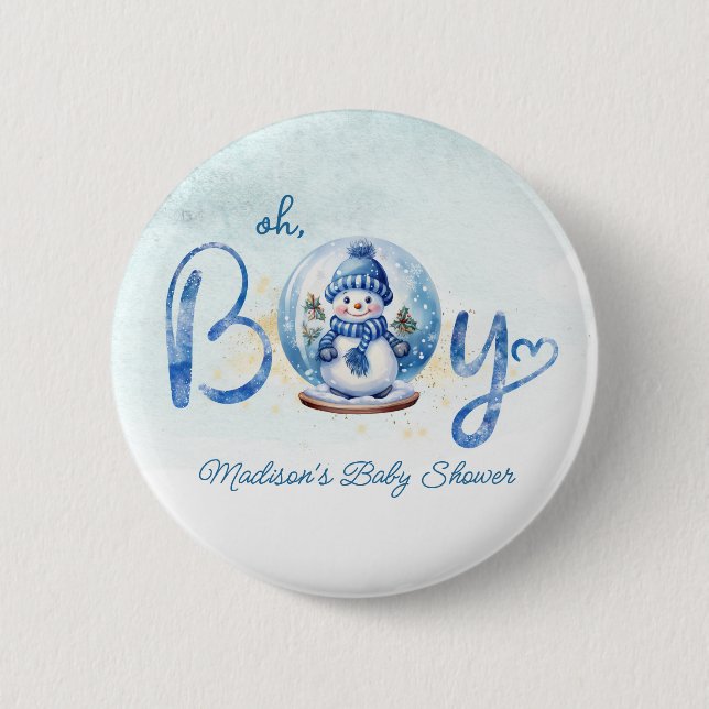 botón Baby Shower del tema del invierno de Oh Boy (Anverso)