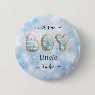 Botón Baby Shower del tío azul para ser chico