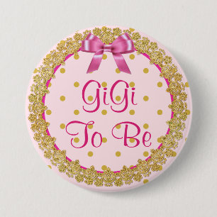 Botón Baby Shower Gigi Para Ser Rosa Y Oro