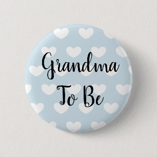 Botón Baby Shower Grandma to be Blue Hearts