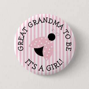 botón Baby Shower Great GrandmaPink Ladybug