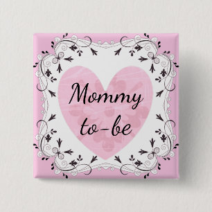 Botón Baby Shower "Mamá para ser" rosa y negro