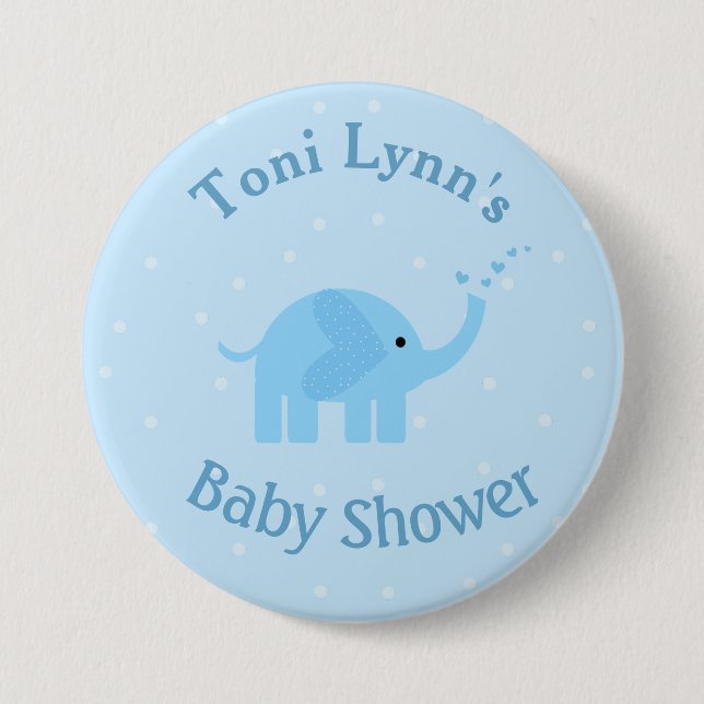 Botón Baby Shower para elefantes personalizado (Anverso)