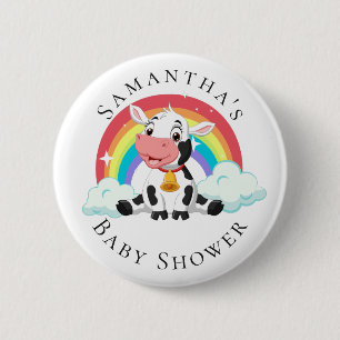 Botón Baby Shower Rainbow Baby Cow