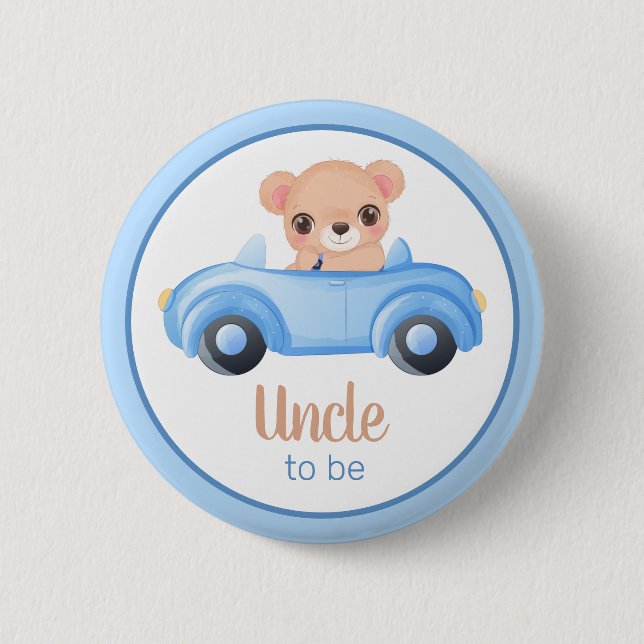 Botón Baby Shower Tío To Be Bear Boy (Anverso)