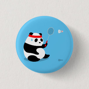 Botón Badminton Sweaty Panda / Pin / Badge