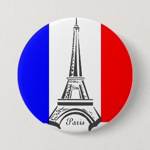 botón Bandera Francesa de la Torre Eiffel de París