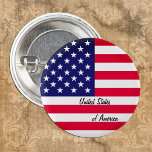 botón Bandera Patriótica Americana, Estados Unidos<br><div class="desc">Botones: Vintage patriota Bandera Americana y Estados Unidos de América - amor a mi país,  viajes,  vacaciones,  patriotas / hinchas deportivos Estados Unidos</div>
