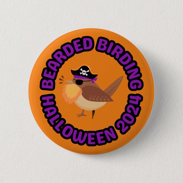 Botón Bearded Birding Halloween 2024 (Anverso)