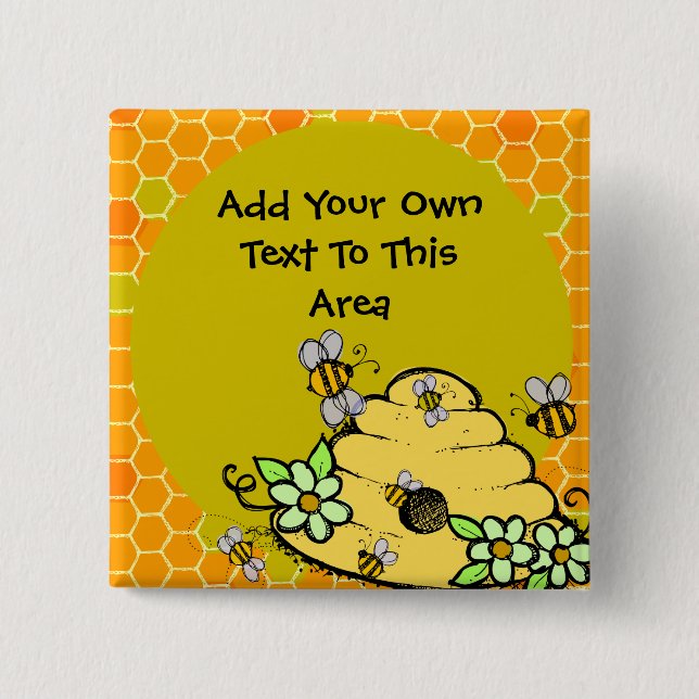 botón Beehive y abejas personalizadas (Anverso)
