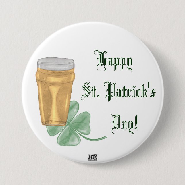Botón Beer & Shamrock (Día de los Patrones) (Anverso)