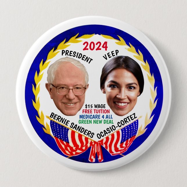 botón Bernie Sanders / AOC 2024 (Anverso)