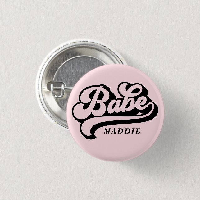 botón Birde Babe Custom Name Badge (Anverso y reverso)