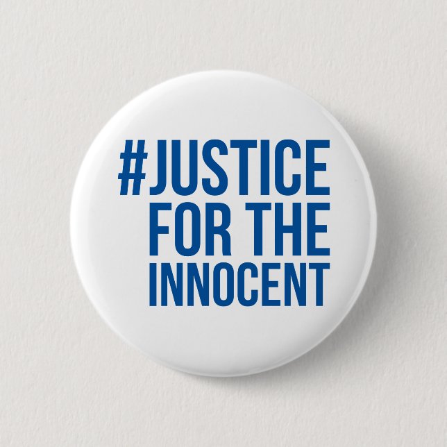 Botón blanco/azul #JusticeForTheInnocent (Anverso)