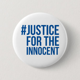 Botón blanco/azul #JusticeForTheInnocent