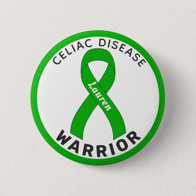 Botón Blanco Celiac Disease Warrior Ribbon (Anverso)